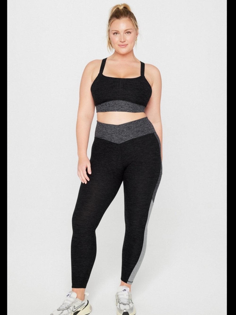 Charcoal and grey Seamless Sports Bra & Leggings Set